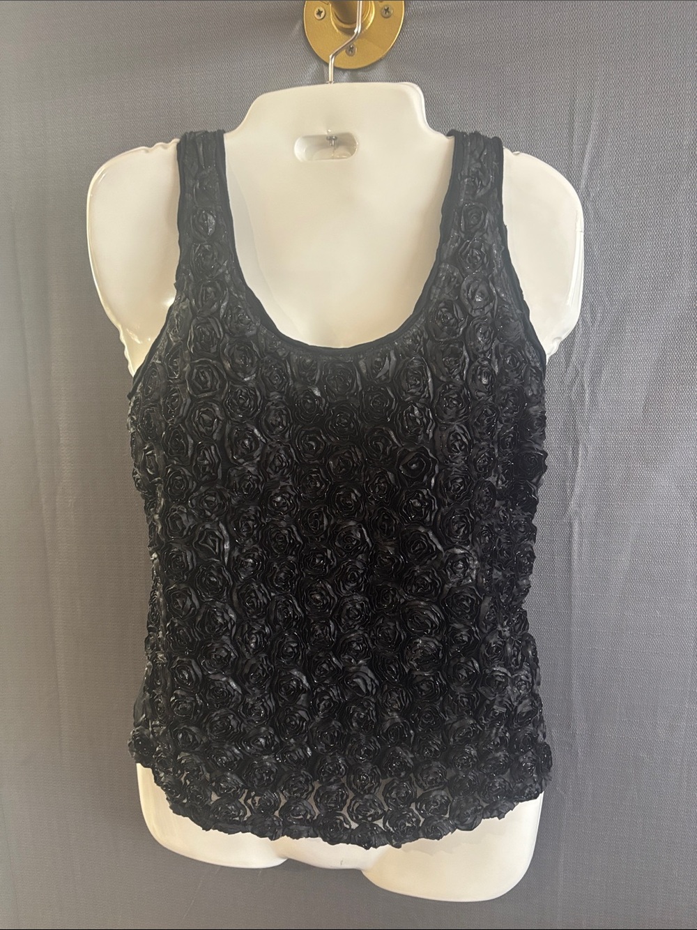 BebeWomen’s Black Rosette Tank Top